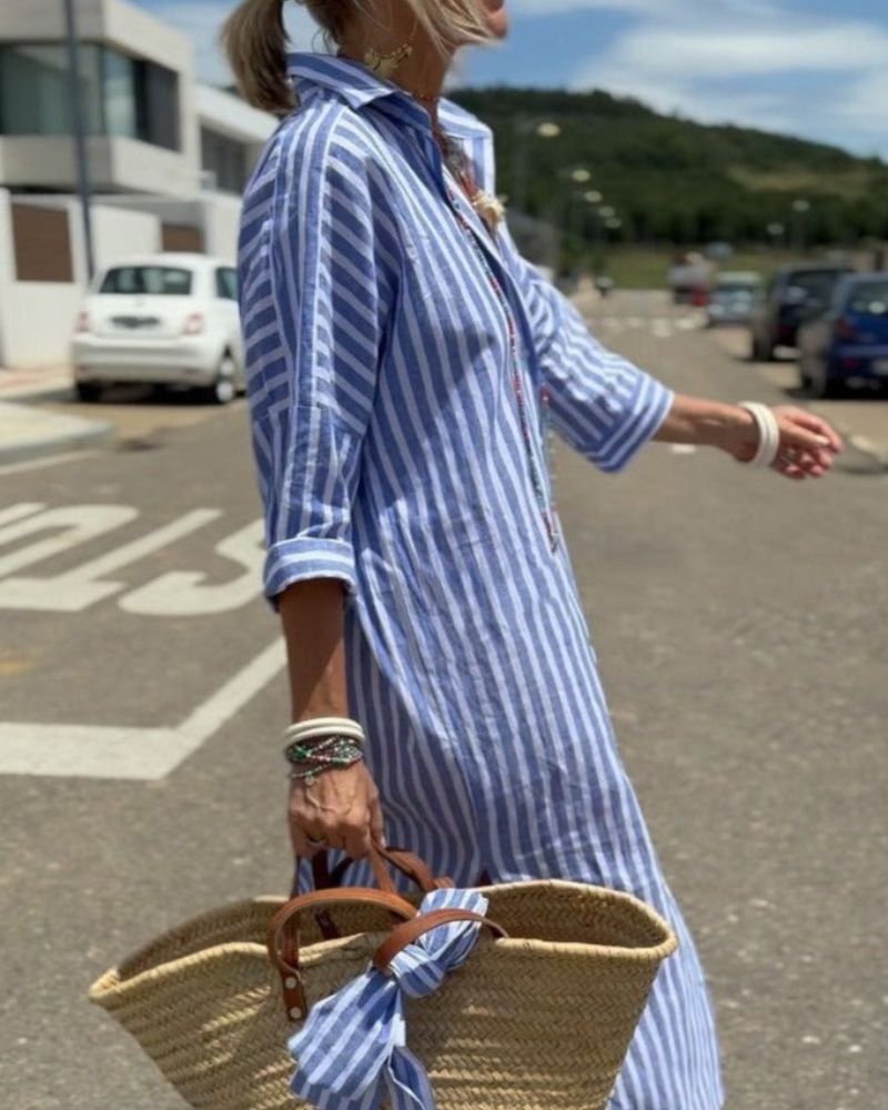Nowak™ | Klasyczna sukienka chemise w paski