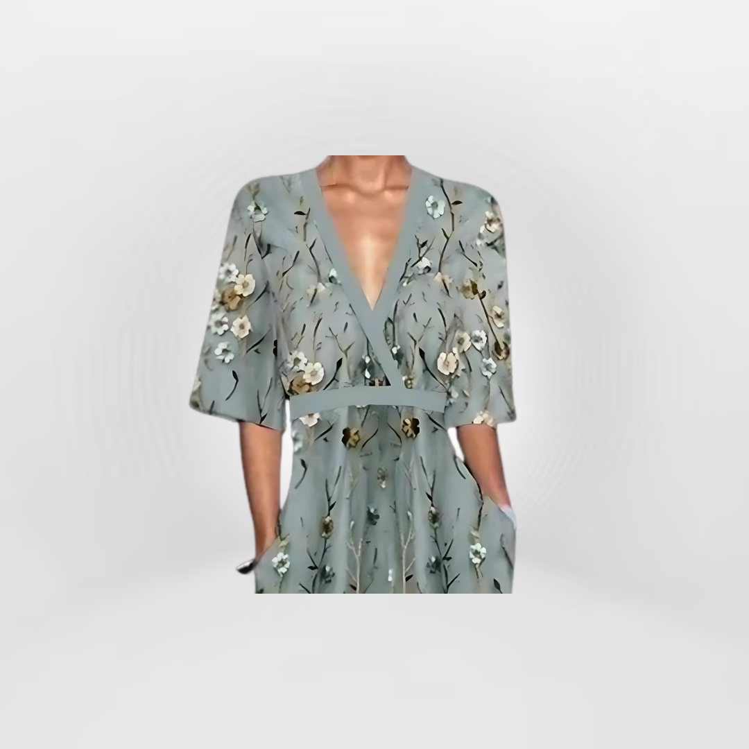 Alicja - Stylowa Sukienka z Wiosennym Kwiatem